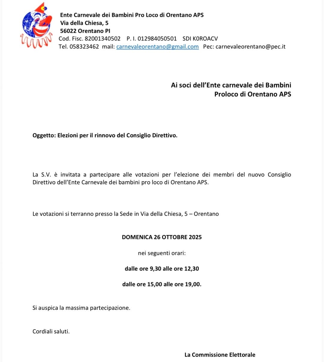 Elezioni per il rinnovo del Consiglio Direttivo