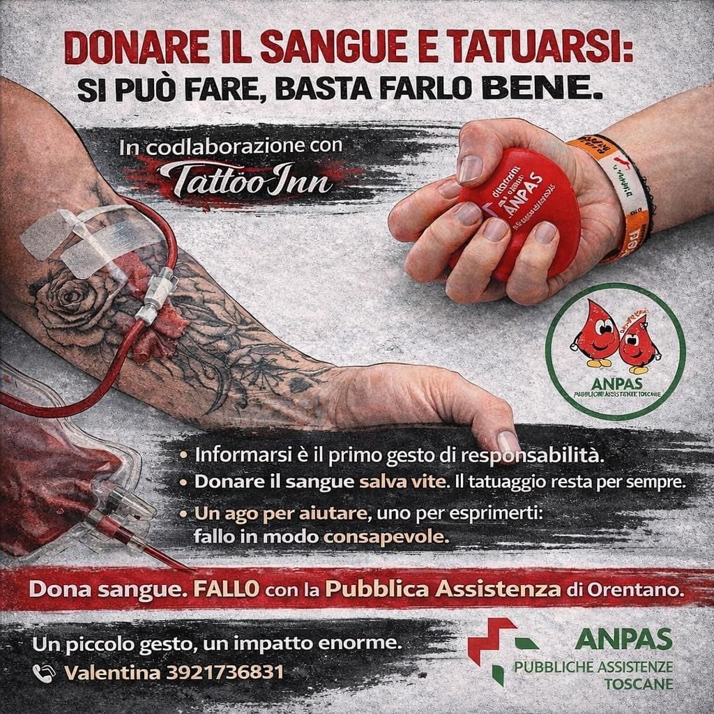 Donare il sangue e tatuarsi: si può fare con la Pubblica Assistenza
