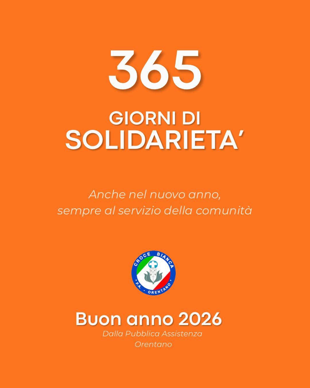 Auguri di Buon Anno 2026 dalla Pubblica Assistenza